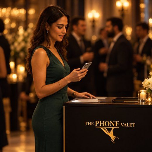 A guest checking a message at The Phone Valet station